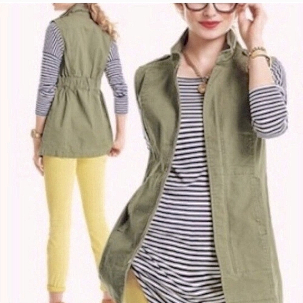 Cabi utility explorer olive green vest sz XL cinch waist outdoor gorpcore